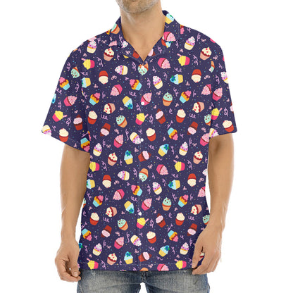 Mini Cupcake Pattern Print Aloha Shirt