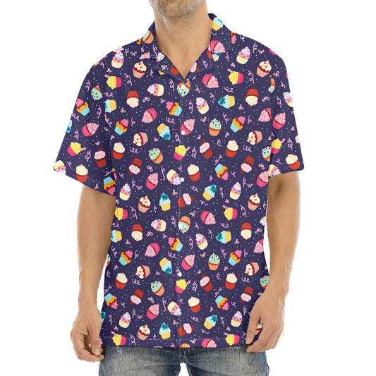 Mini Cupcake Pattern Print Aloha Shirt