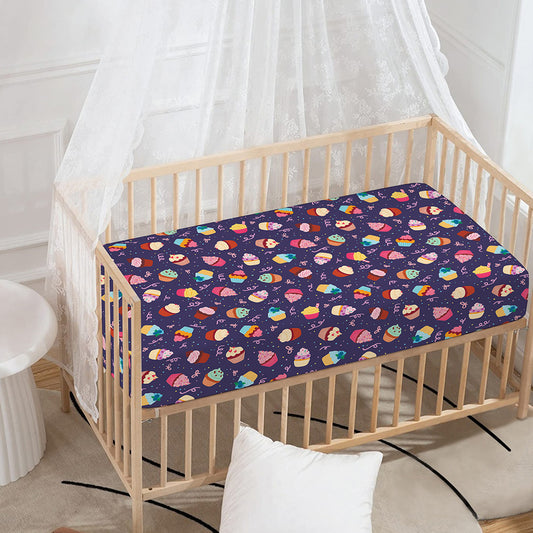 Mini Cupcake Pattern Print Baby Crib Sheet