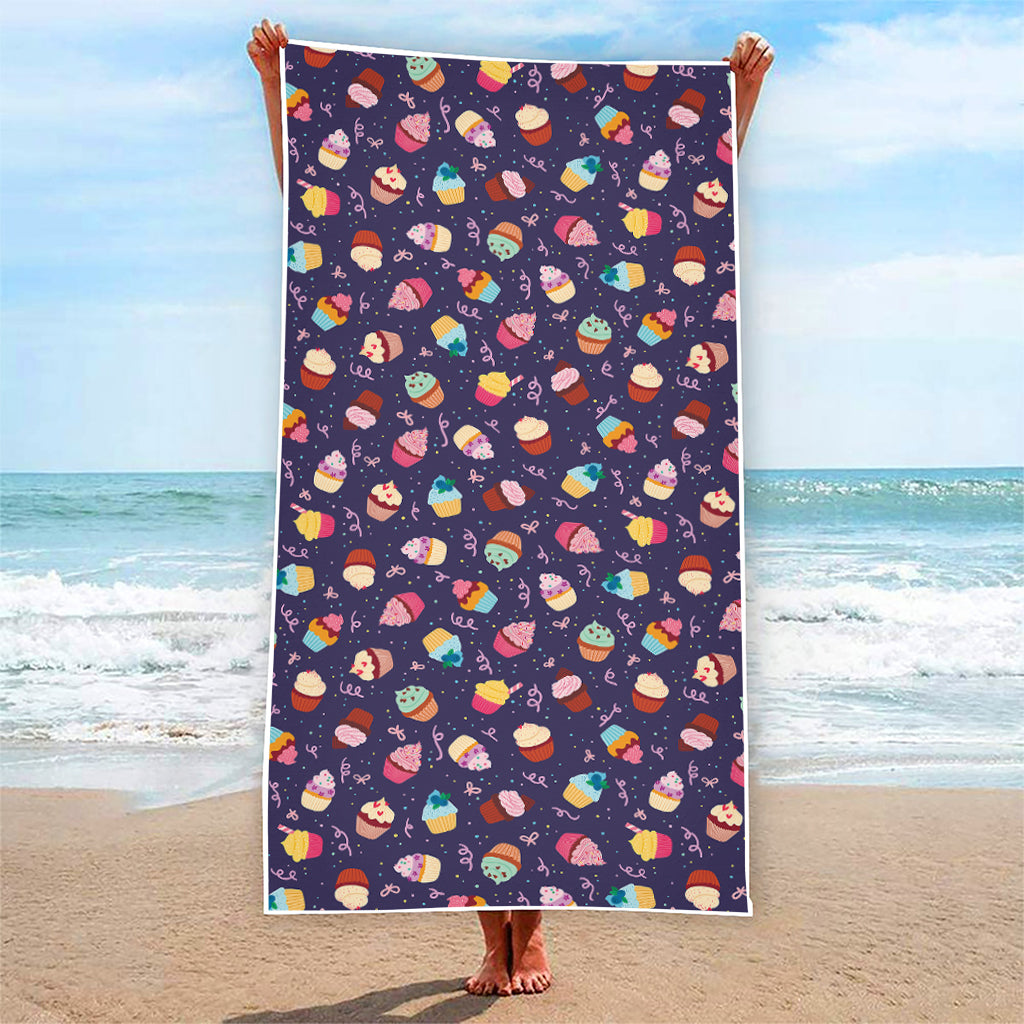 Mini Cupcake Pattern Print Beach Towel