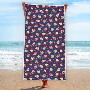 Mini Cupcake Pattern Print Beach Towel