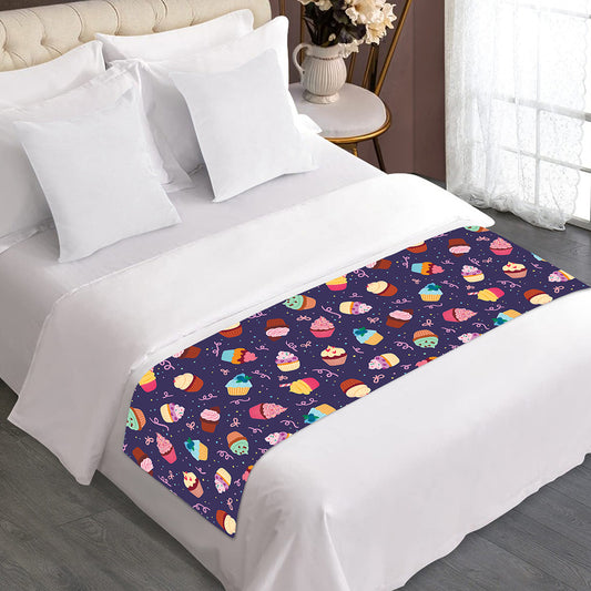 Mini Cupcake Pattern Print Bed Runner
