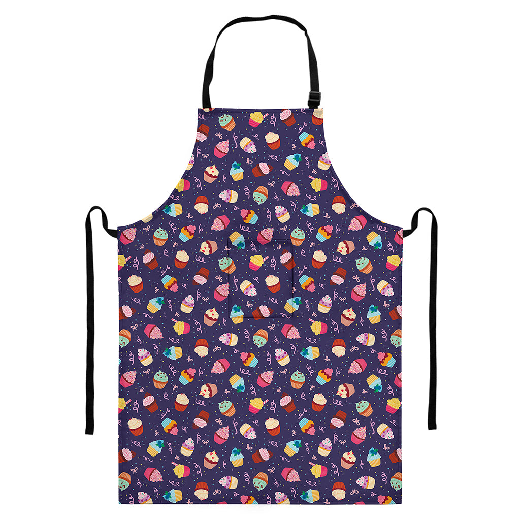 Mini Cupcake Pattern Print Bib Apron With Pocket
