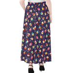 Mini Cupcake Pattern Print Chiffon Maxi Skirt