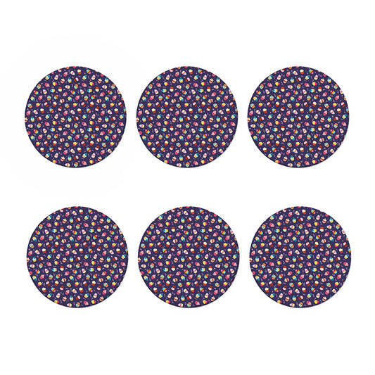 Mini Cupcake Pattern Print Coaster Set