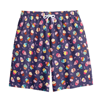 Mini Cupcake Pattern Print Cotton Shorts