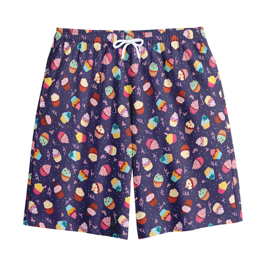 Mini Cupcake Pattern Print Cotton Shorts