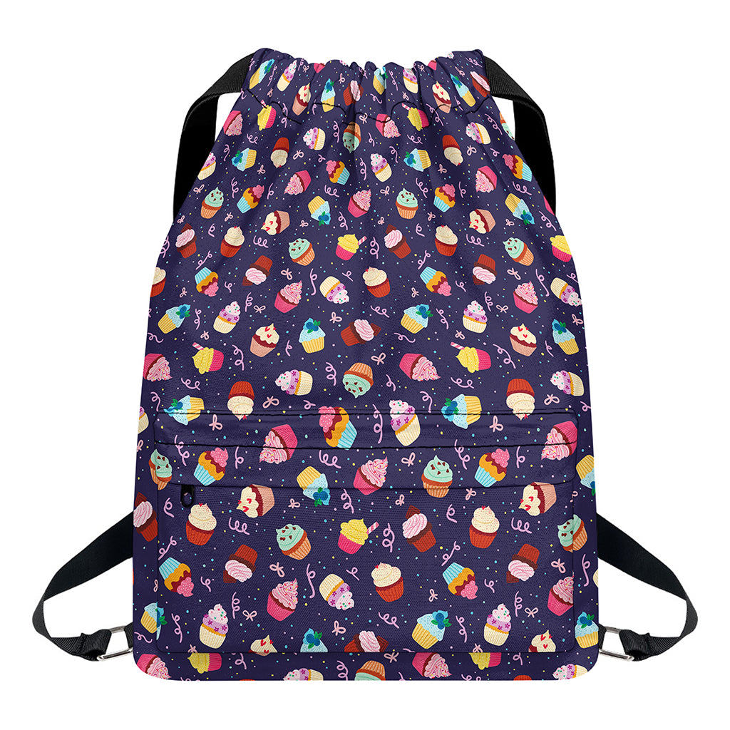 Mini Cupcake Pattern Print Drawstring Backpack