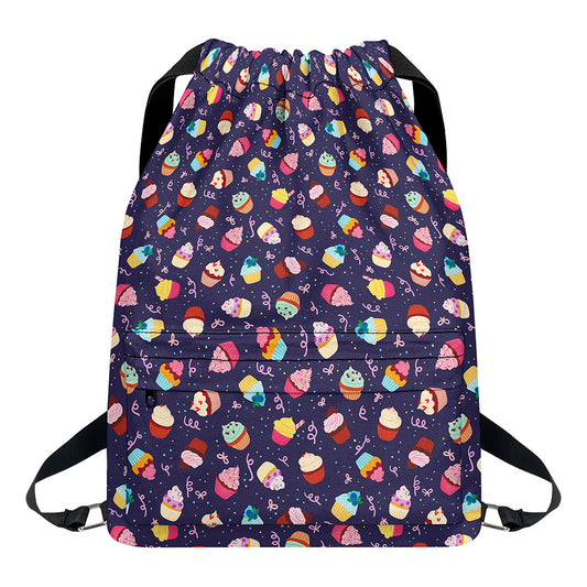 Mini Cupcake Pattern Print Drawstring Backpack