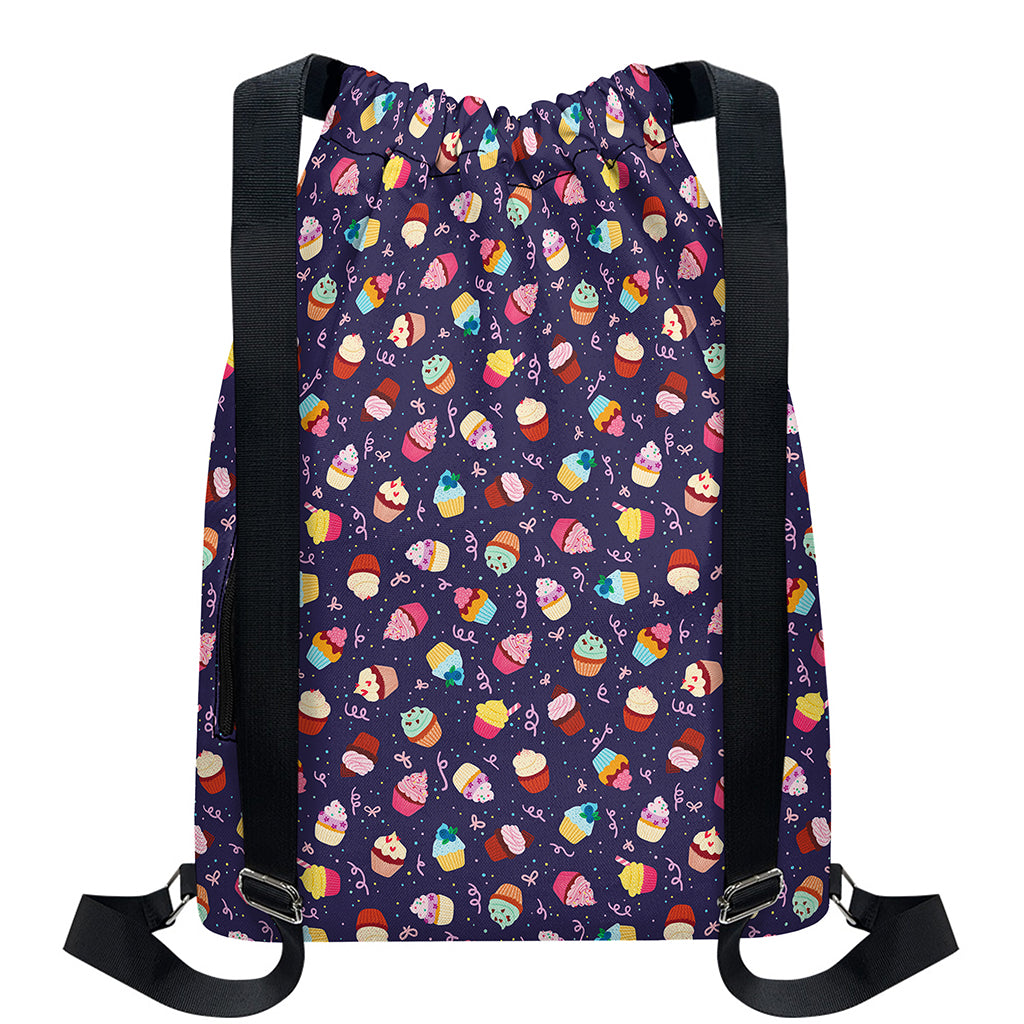 Mini Cupcake Pattern Print Drawstring Backpack