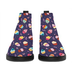 Mini Cupcake Pattern Print Flat Ankle Boots