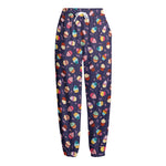 Mini Cupcake Pattern Print Fleece Lined Knit Pants