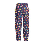 Mini Cupcake Pattern Print Fleece Lined Knit Pants