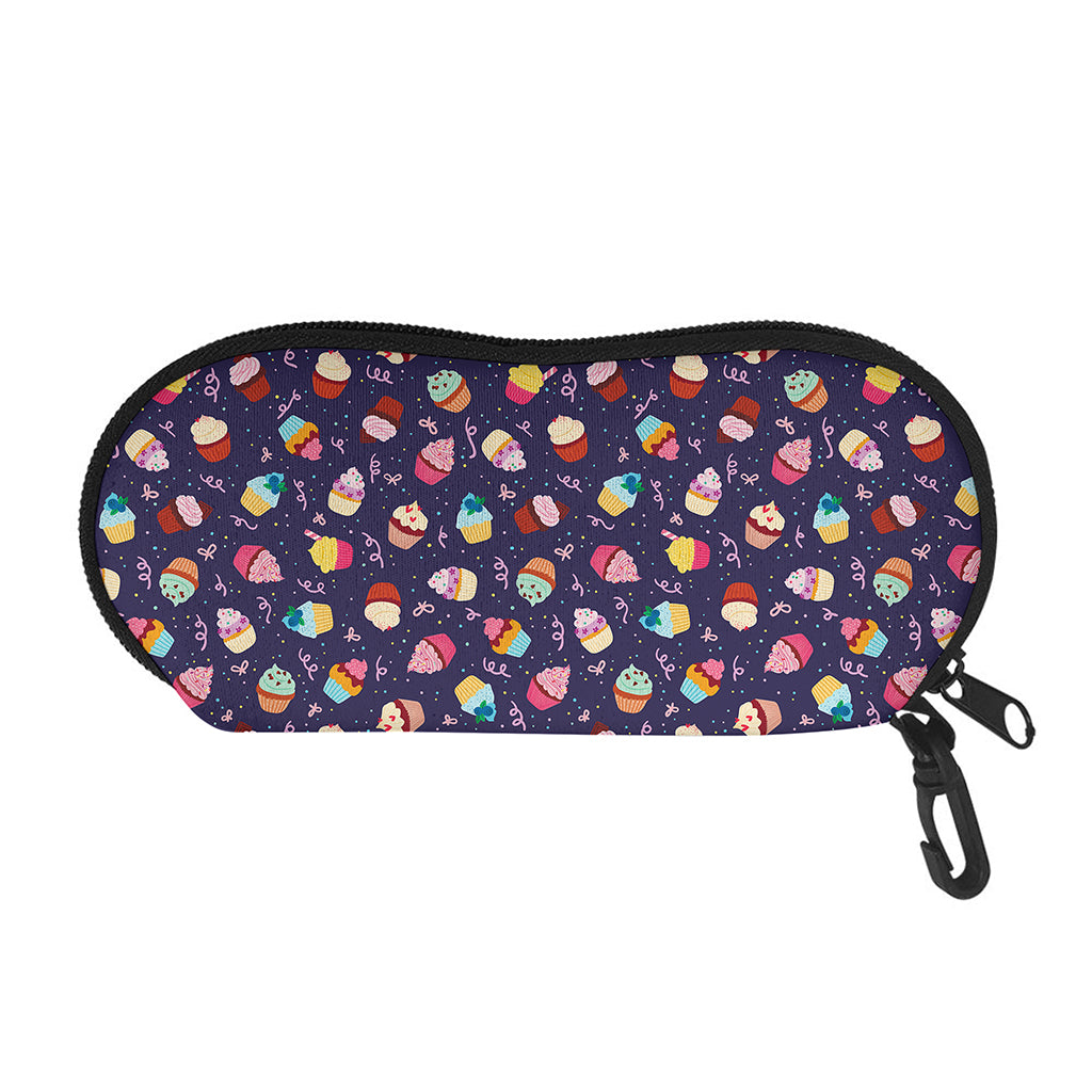 Mini Cupcake Pattern Print Glasses Case