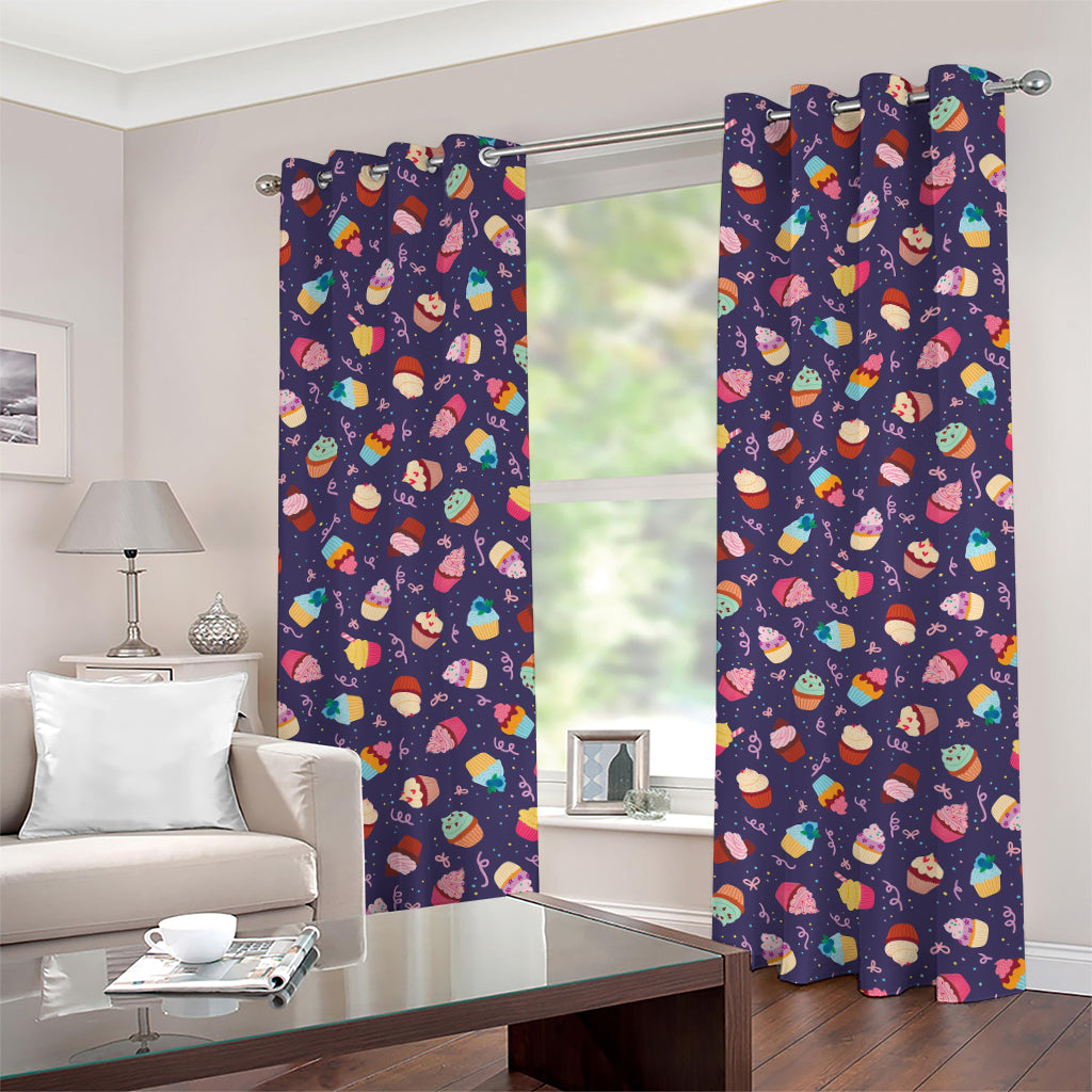 Mini Cupcake Pattern Print Grommet Curtains