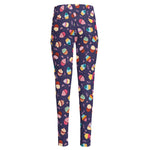 Mini Cupcake Pattern Print High-Waisted Pocket Leggings