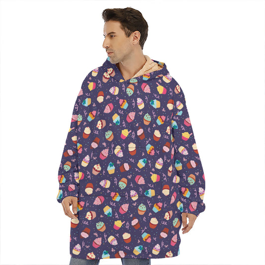 Mini Cupcake Pattern Print Hoodie Blanket