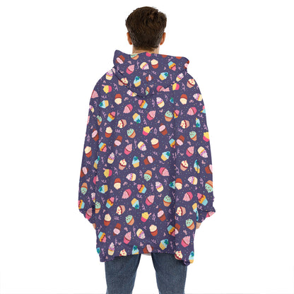 Mini Cupcake Pattern Print Hoodie Blanket