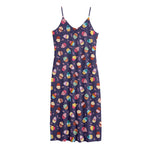 Mini Cupcake Pattern Print Jersey Midi Cami Dress