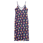 Mini Cupcake Pattern Print Jersey Midi Cami Dress
