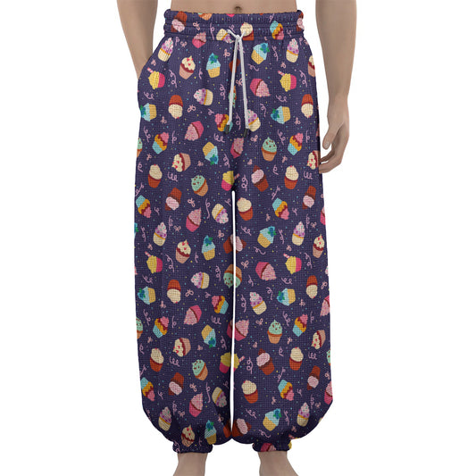 Mini Cupcake Pattern Print Lantern Pants