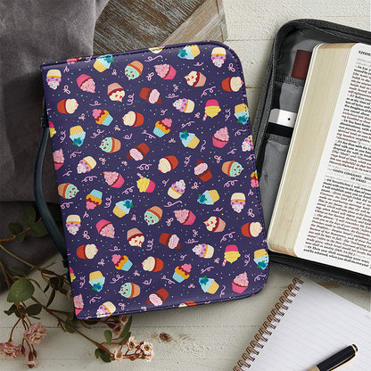 Mini Cupcake Pattern Print Leather Bible Cover
