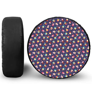 Mini Cupcake Pattern Print Leather Spare Tire Cover