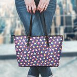 Mini Cupcake Pattern Print Leather Tote Bag