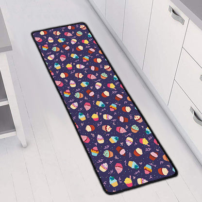 Mini Cupcake Pattern Print Long Kitchen Mat