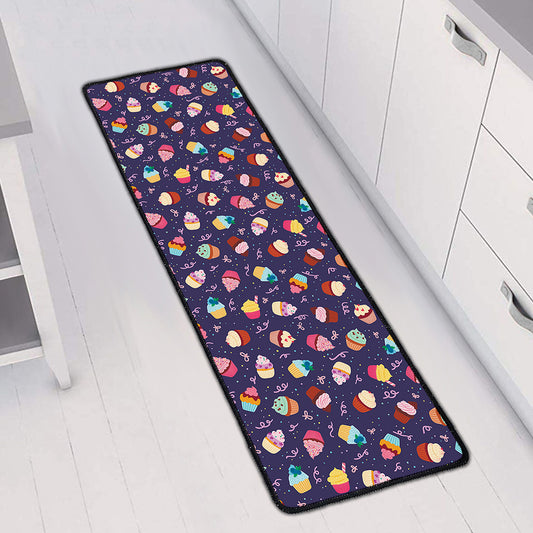 Mini Cupcake Pattern Print Long Kitchen Mat