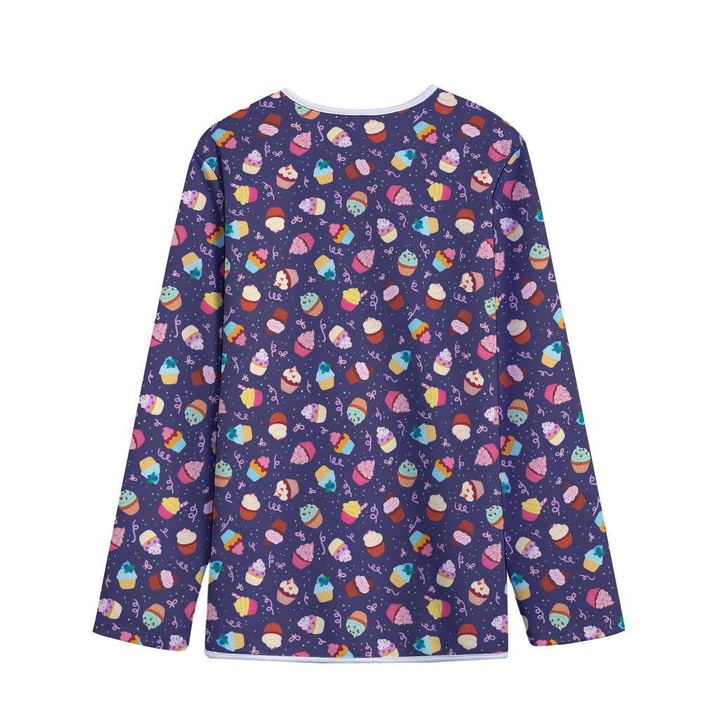 Mini Cupcake Pattern Print Long Sleeve Short Coat