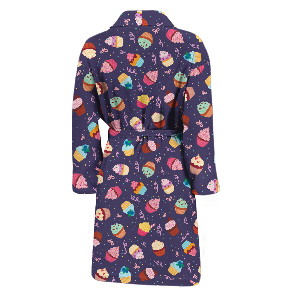 Mini Cupcake Pattern Print Men's Bathrobe