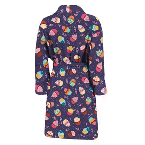 Mini Cupcake Pattern Print Men's Bathrobe