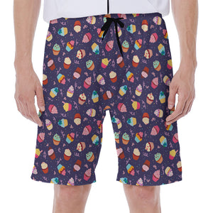 Mini Cupcake Pattern Print Men's Beach Shorts