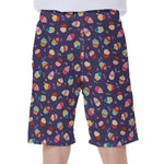 Mini Cupcake Pattern Print Men's Beach Shorts