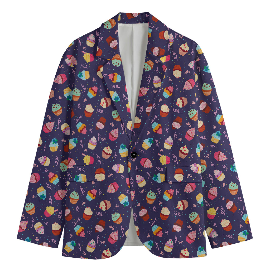 Mini Cupcake Pattern Print Men's Blazer