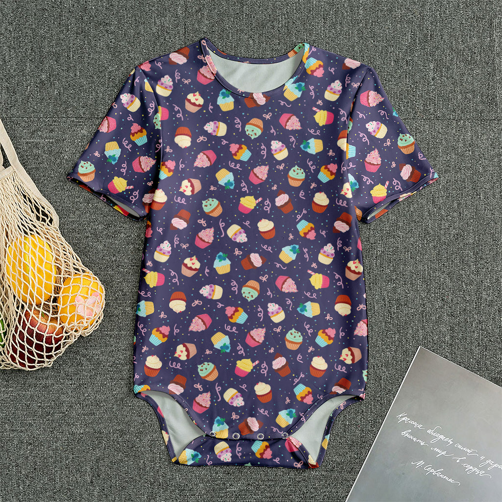 Mini Cupcake Pattern Print Men's Bodysuit