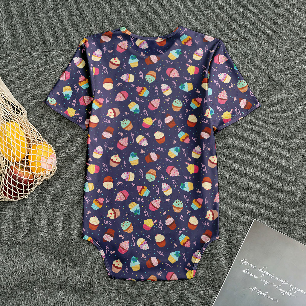 Mini Cupcake Pattern Print Men's Bodysuit