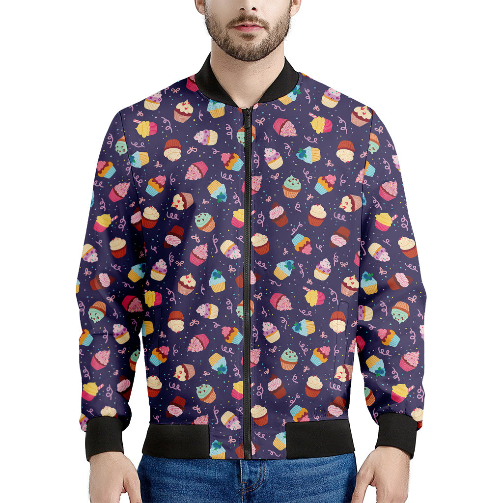 Mini Cupcake Pattern Print Men's Bomber Jacket