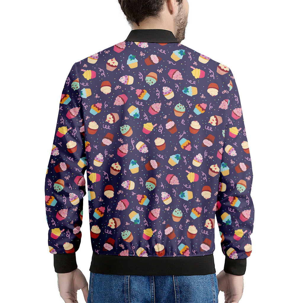 Mini Cupcake Pattern Print Men's Bomber Jacket