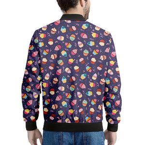 Mini Cupcake Pattern Print Men's Bomber Jacket