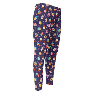 Mini Cupcake Pattern Print Men's Compression Pants