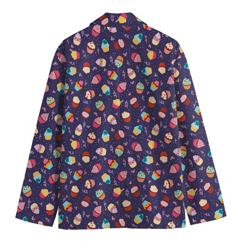 Mini Cupcake Pattern Print Men's Cotton Blazer