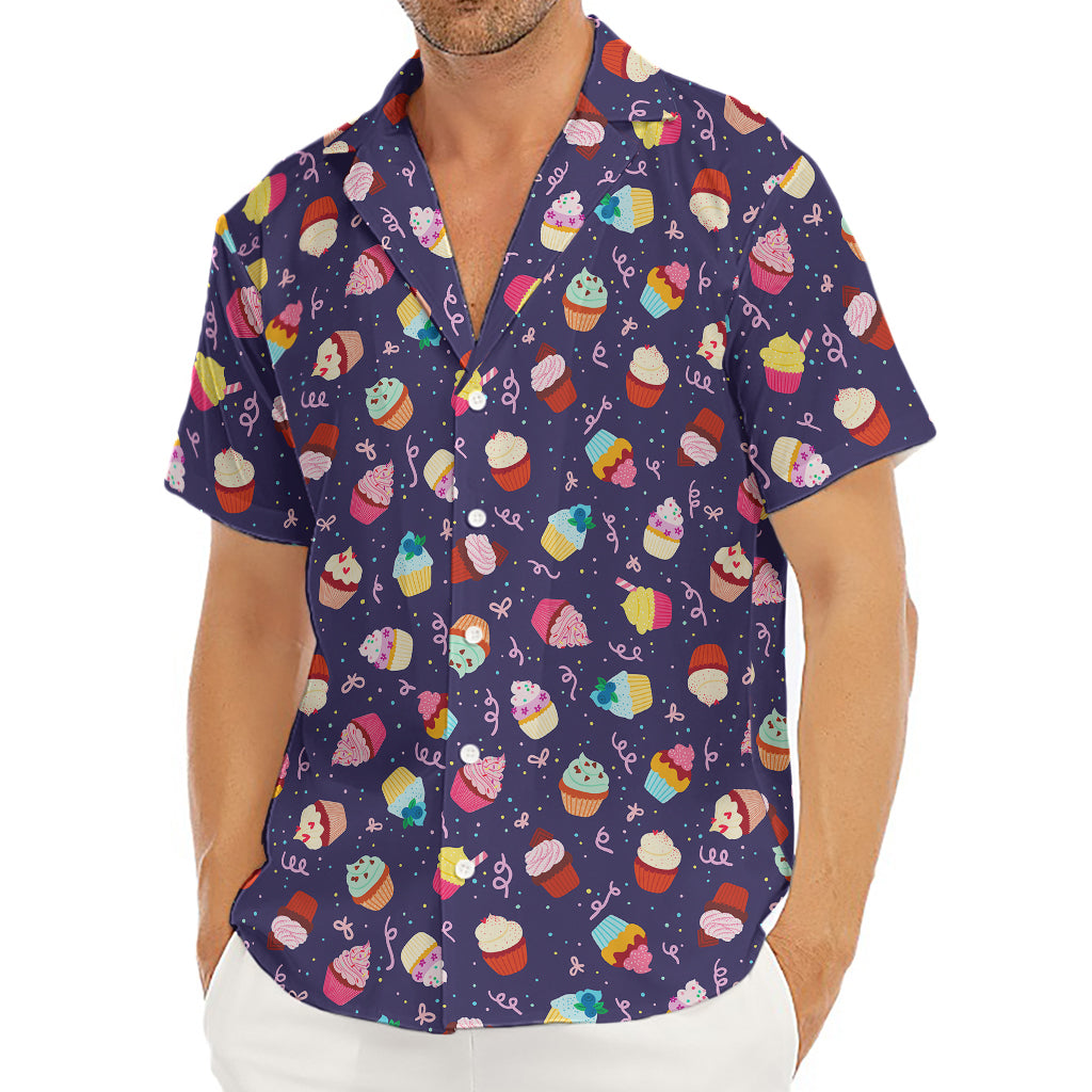 Mini Cupcake Pattern Print Men's Deep V-Neck Shirt