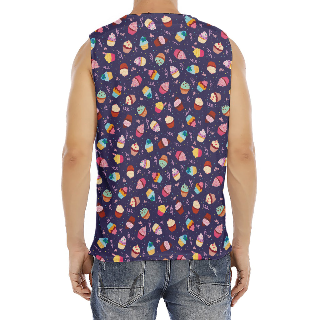 Mini Cupcake Pattern Print Men's Fitness Tank Top