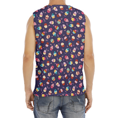Mini Cupcake Pattern Print Men's Fitness Tank Top