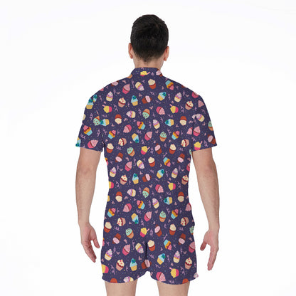 Mini Cupcake Pattern Print Men's Rompers