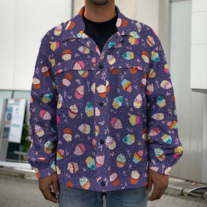 Mini Cupcake Pattern Print Men's Shirt Jacket