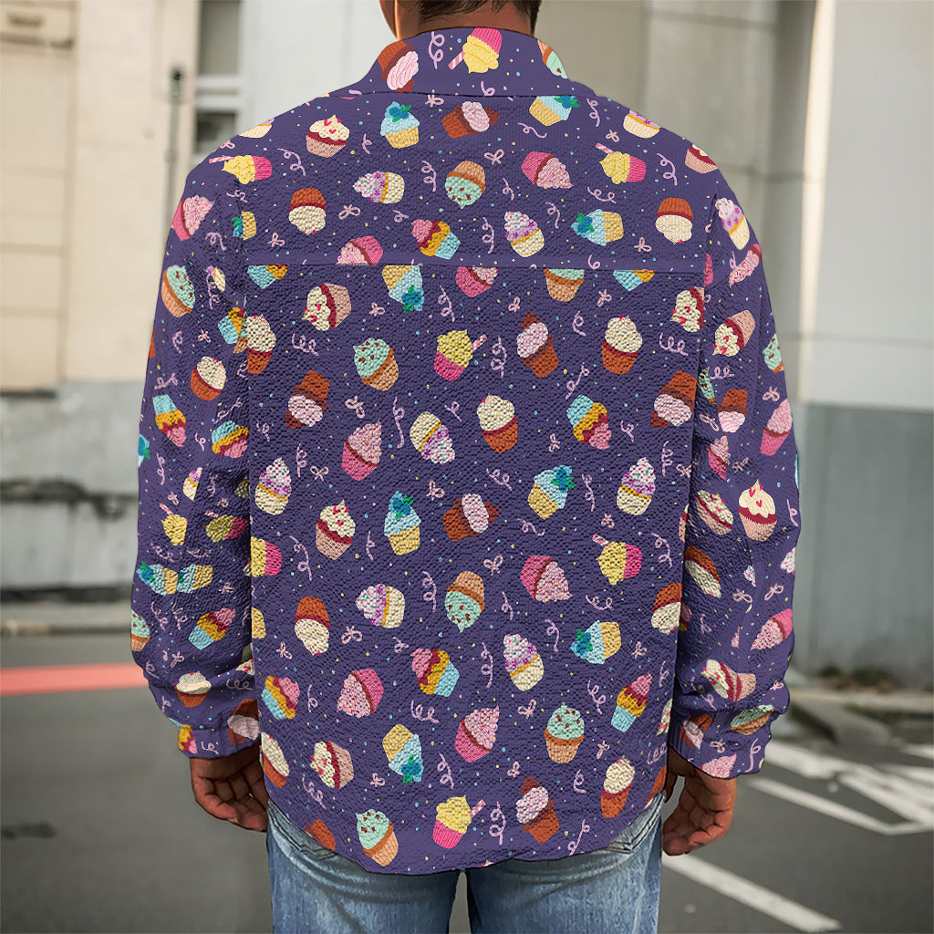 Mini Cupcake Pattern Print Men's Shirt Jacket