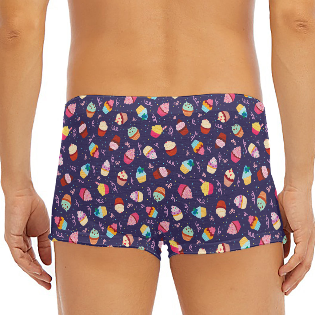 Mini Cupcake Pattern Print Men's Short Boxer Briefs